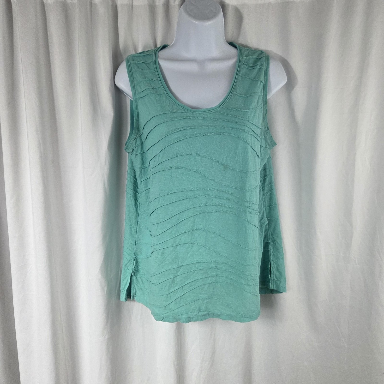Simply Vera Vera Wang Tank Top Womens Large Green Scoop Neck Textured Shirt